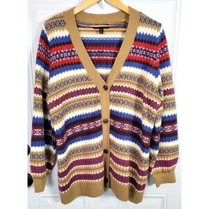 Lane Bryant Fair Isle Cardigan Sweater Size 14/16
